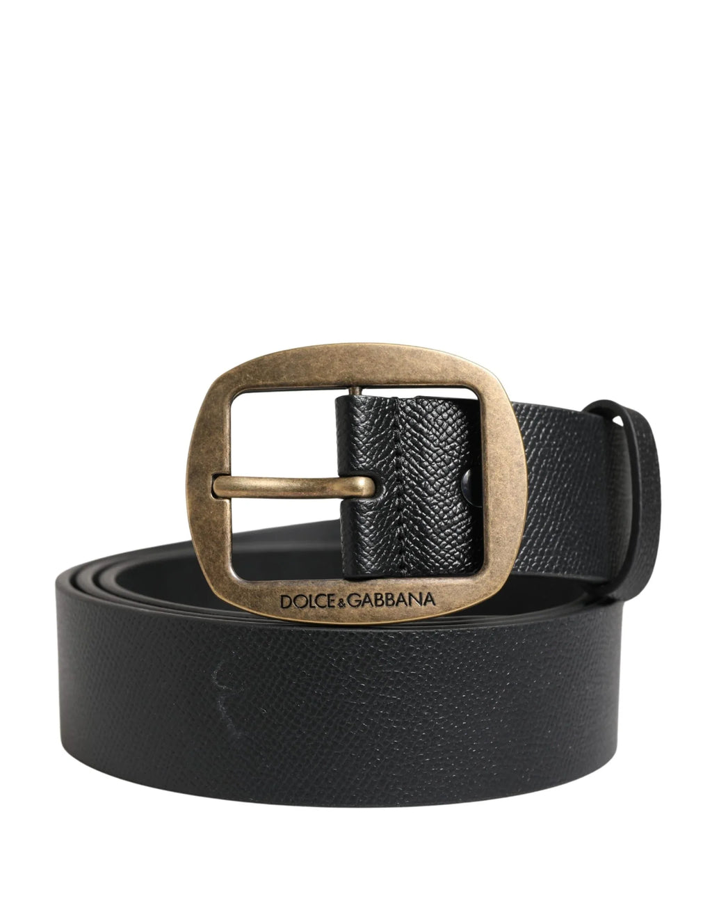 Dolce & Gabbana Men Black Classic Leather Metal Buckle Belt - Zeiniez