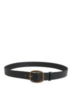 Dolce & Gabbana Men Black Classic Leather Metal Buckle Belt - Zeiniez