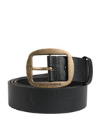 Dolce & Gabbana Men Black Classic Leather Metal Buckle Belt - Zeiniez