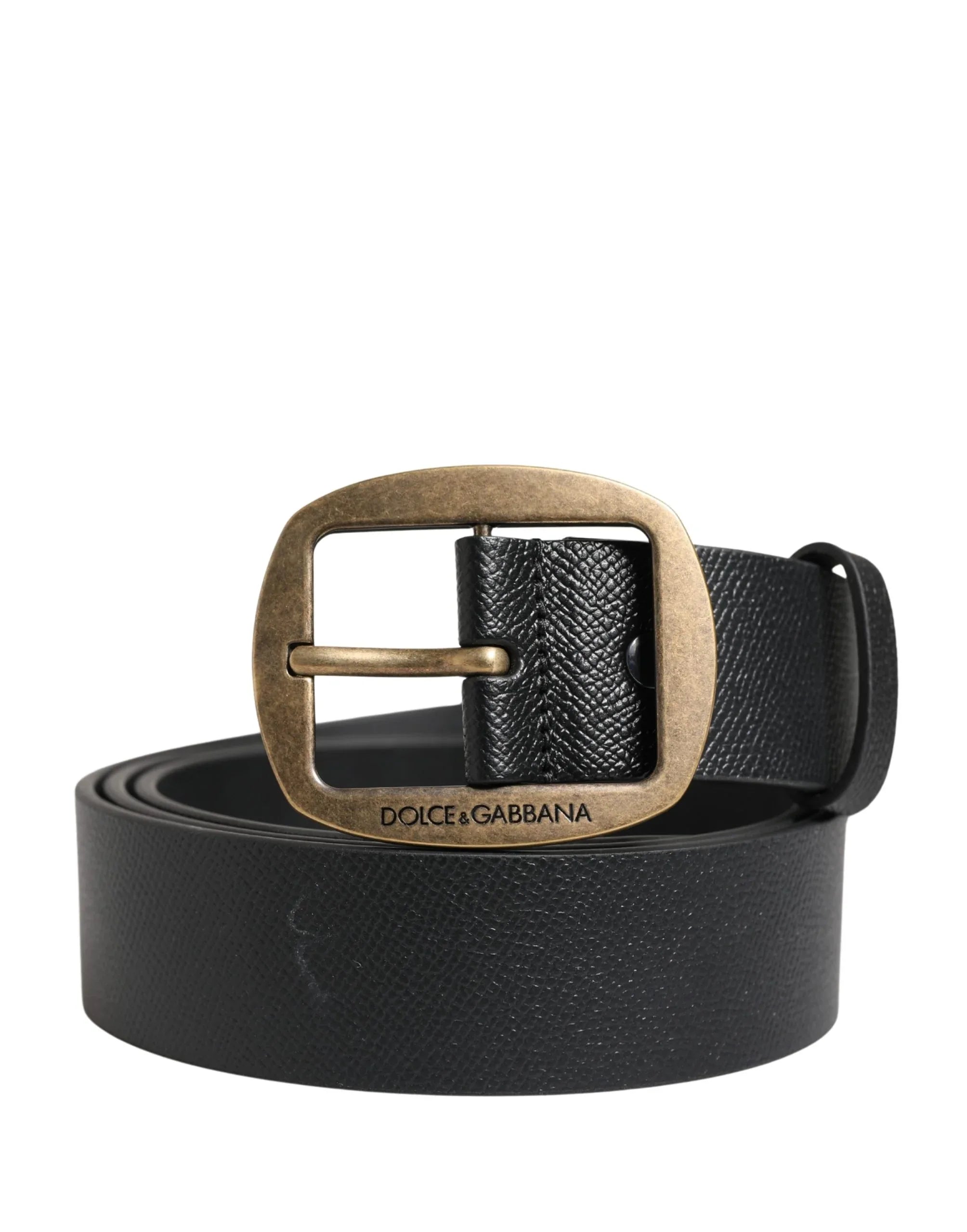 Dolce & Gabbana Men Black Classic Leather Metal Buckle Belt - Zeiniez