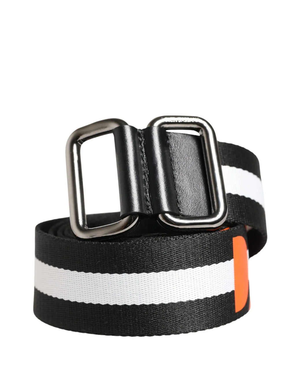 Dolce & Gabbana Men Black White Nylon Logo Metal Buckle Belt - Zeiniez