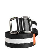 Dolce & Gabbana Men Black White Nylon Logo Metal Buckle Belt - Zeiniez