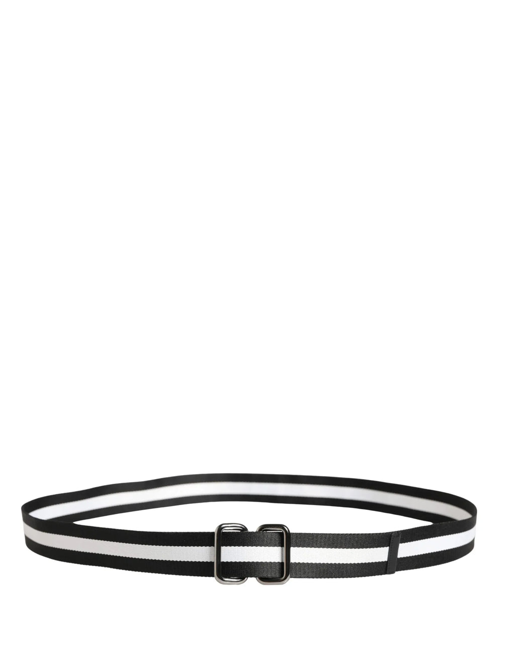 Dolce & Gabbana Men Black White Nylon Logo Metal Buckle Belt - Zeiniez