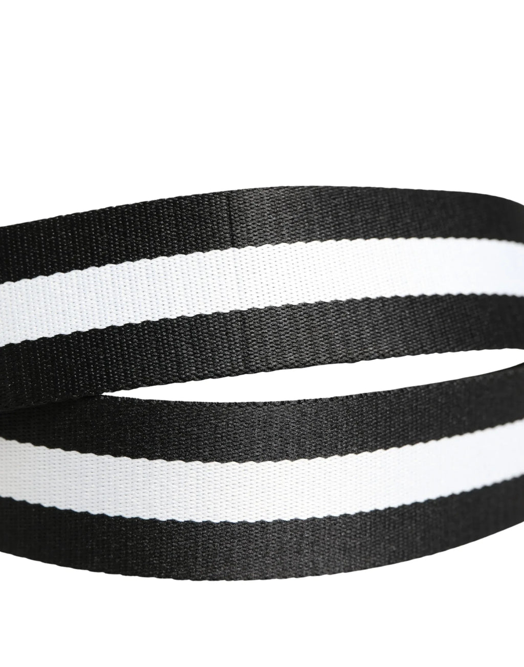 Dolce & Gabbana Men Black White Nylon Logo Metal Buckle Belt - Zeiniez