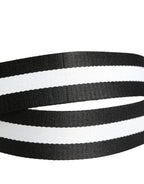 Dolce & Gabbana Men Black White Nylon Logo Metal Buckle Belt - Zeiniez