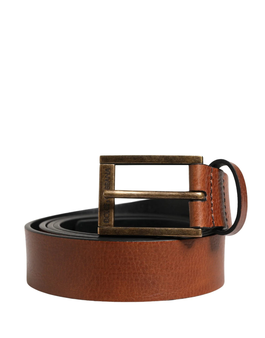 Dolce & Gabbana Men Brown Leather Classic Metal Buckle Belt - Zeiniez