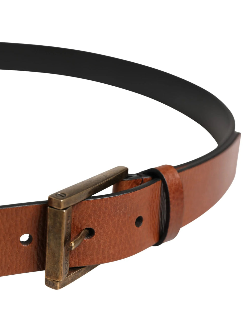 Dolce & Gabbana Men Brown Leather Classic Metal Buckle Belt - Zeiniez