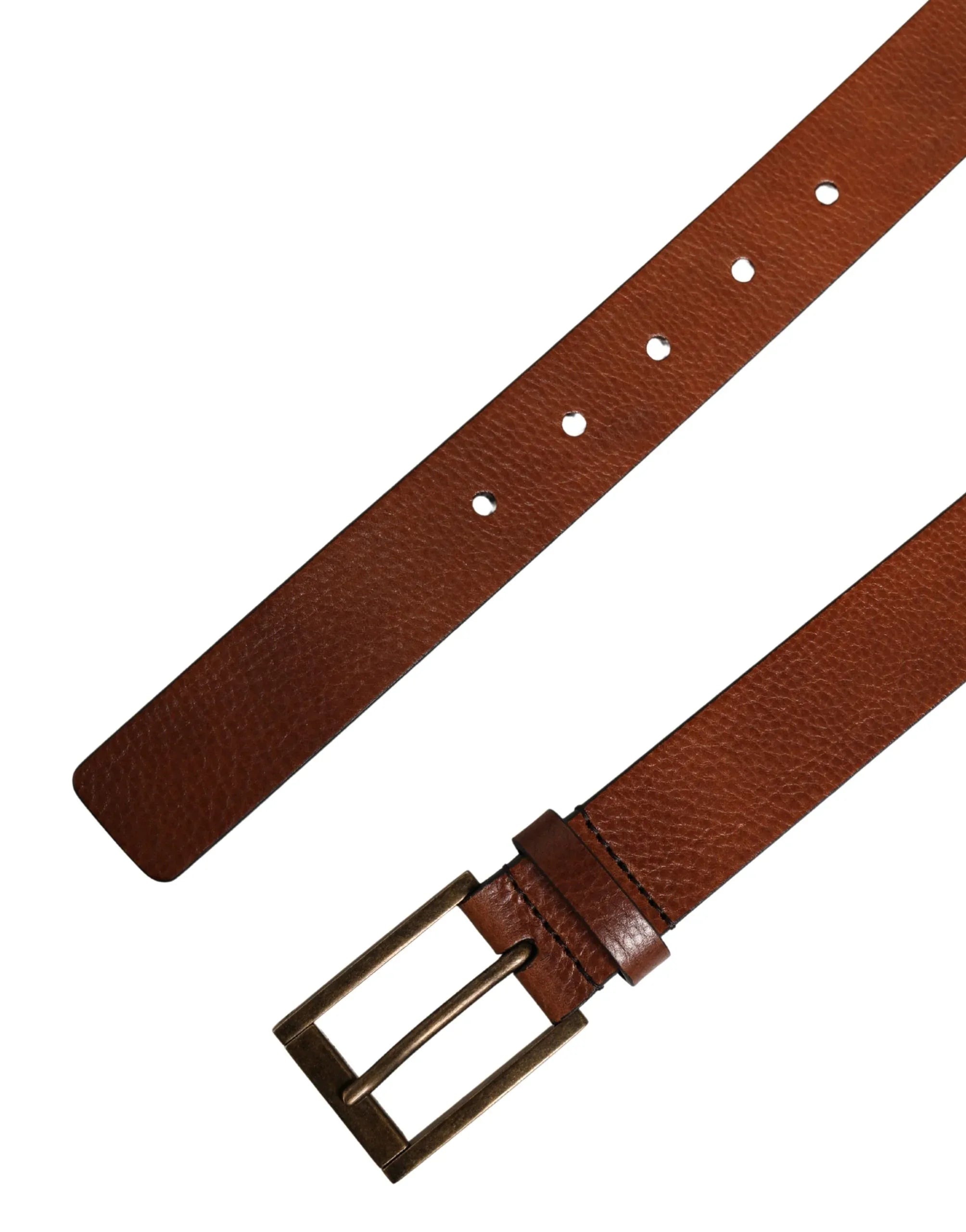 Dolce & Gabbana Men Brown Leather Classic Metal Buckle Belt - Zeiniez
