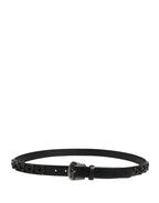 Dolce & Gabbana Men Black Calf Embellished Metal Buckle Belt - Zeiniez