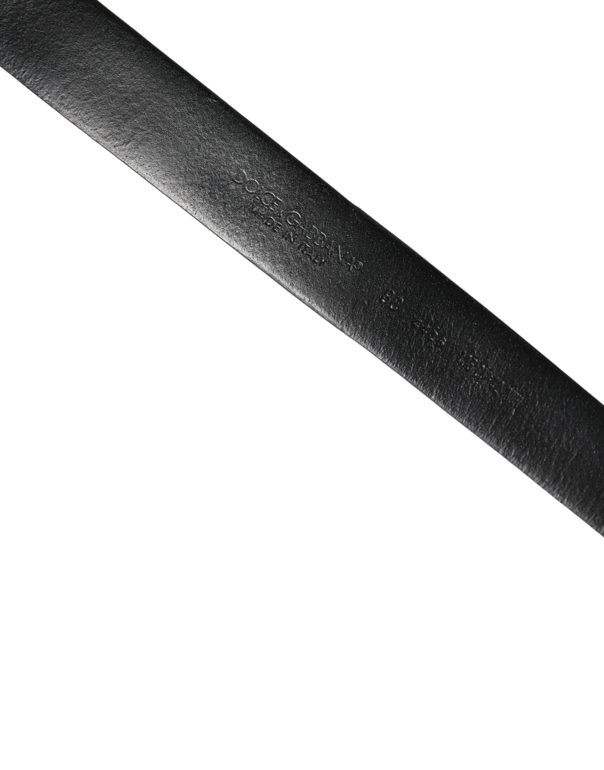 Dolce & Gabbana Men Black Calf Embellished Metal Buckle Belt - Zeiniez