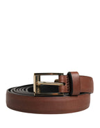 Dolce & Gabbana Men Brown Leather Classic Metal Buckle Belt - Zeiniez