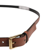Dolce & Gabbana Men Brown Leather Classic Metal Buckle Belt - Zeiniez