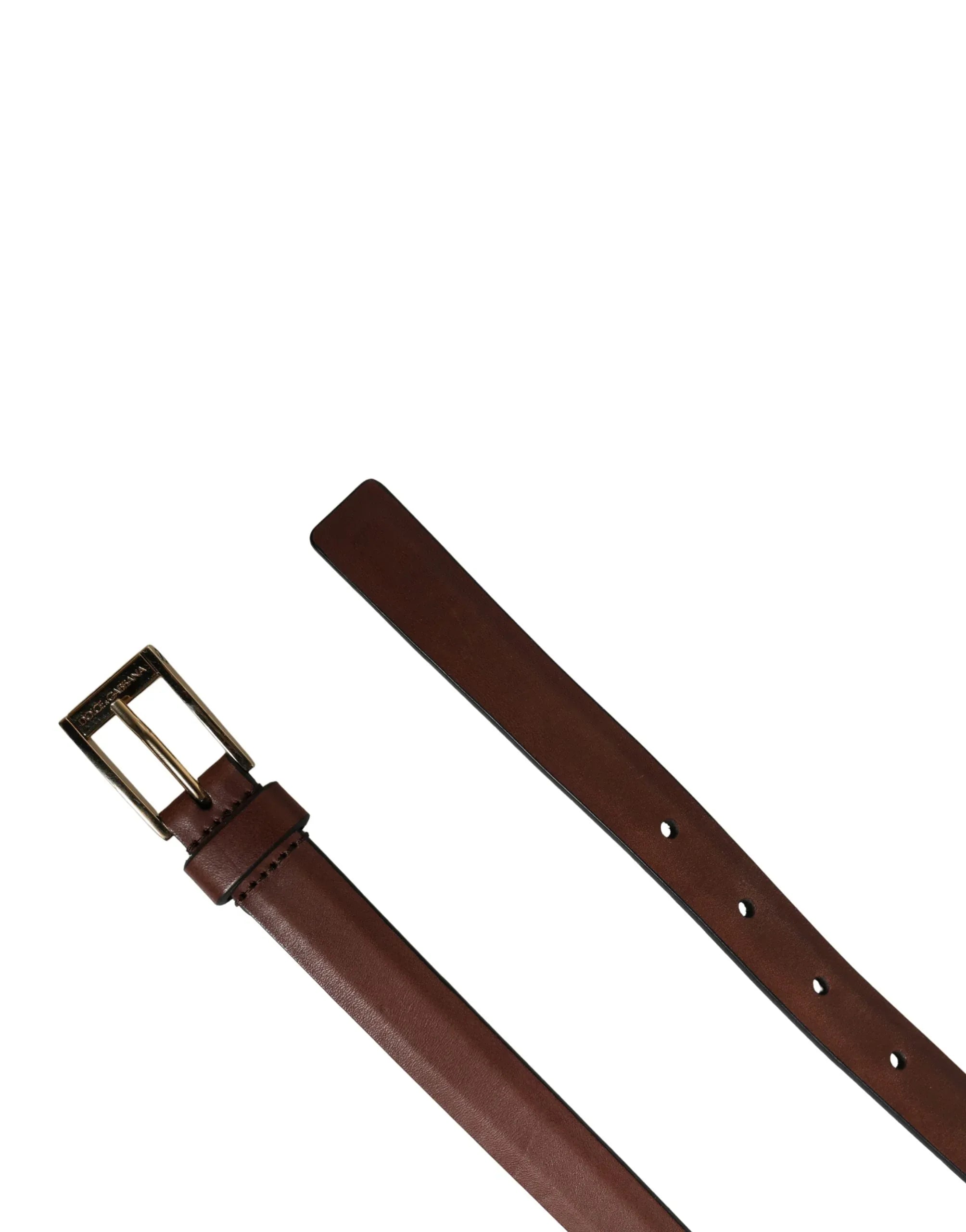Dolce & Gabbana Men Brown Leather Classic Metal Buckle Belt - Zeiniez