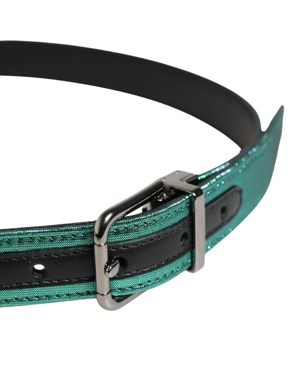 Dolce & Gabbana Men Green Lurex Polyester Metal Buckle Belt - Zeiniez