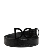 Dolce & Gabbana Men Black Exotic Leather Logo Buckle Belt - Zeiniez