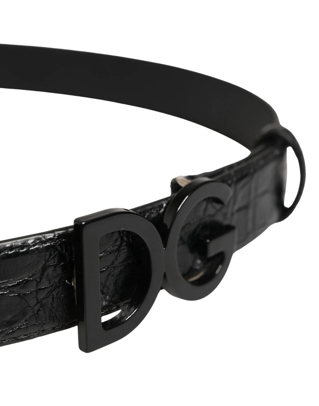 Dolce & Gabbana Men Black Exotic Leather Logo Buckle Belt - Zeiniez