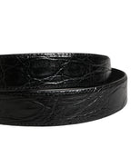 Dolce & Gabbana Men Black Exotic Leather Logo Buckle Belt - Zeiniez