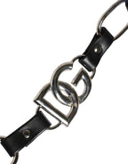 Dolce & Gabbana Black Leather Silver Chain Bag Accessory Shoulder Strap