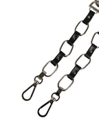 Dolce & Gabbana Black Leather Silver Chain Bag Accessory Shoulder Strap