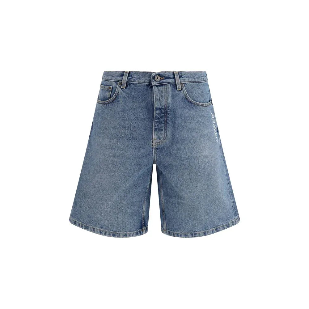 Off-White Blue Cotton Bermuda Shorts - Zeiniez