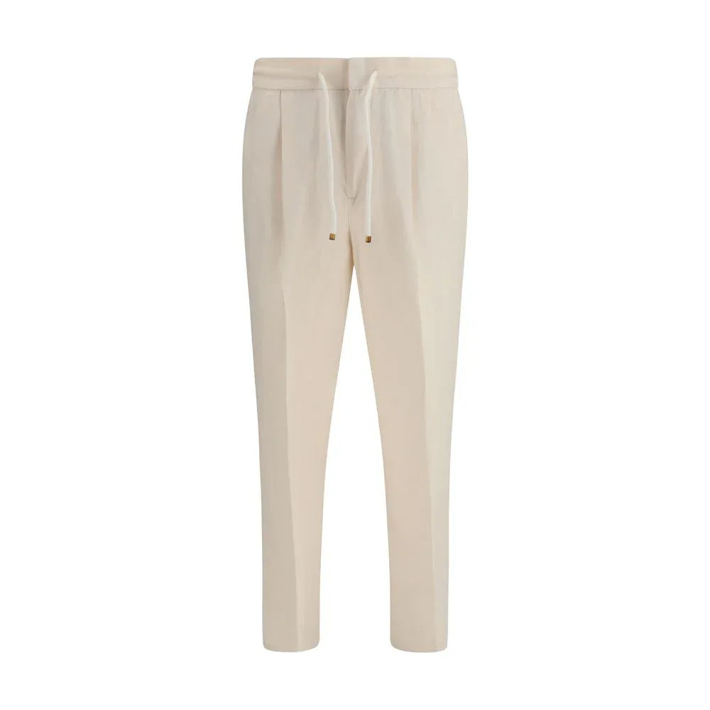 Brunello Cucinelli Beige Linen Casual Pants - Zeiniez