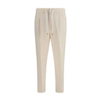 Brunello Cucinelli Beige Linen Casual Pants - Zeiniez