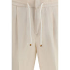 Brunello Cucinelli Beige Linen Casual Pants - Zeiniez