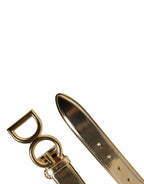 Dolce & Gabbana Gold Leather Black Crystals Metal Buckle Belt - Zeiniez