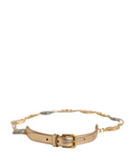 Dolce & Gabbana Gold Brass Chain Coin Embellished Metal Buckle Belt - Zeiniez