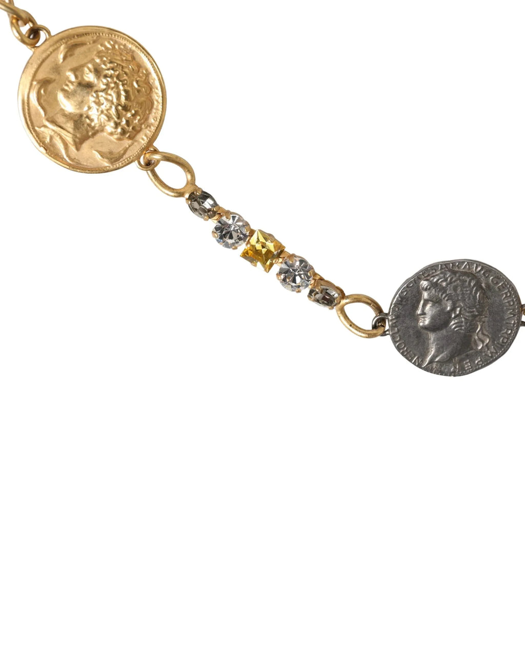 Dolce & Gabbana Gold Brass Chain Coin Embellished Metal Buckle Belt - Zeiniez