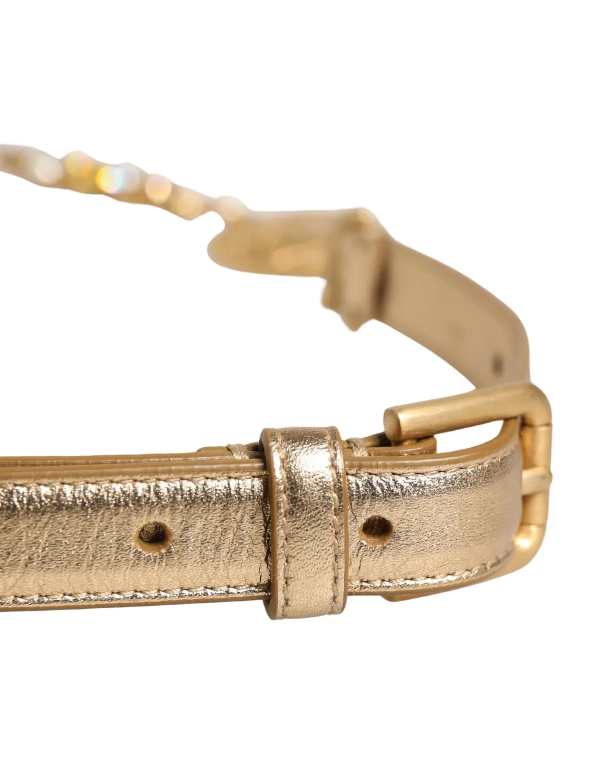 Dolce & Gabbana Gold Brass Chain Coin Embellished Metal Buckle Belt - Zeiniez