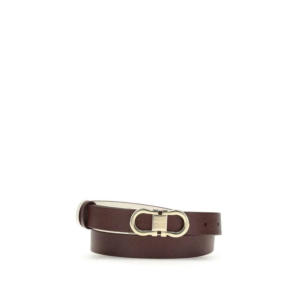 Ferragamo Brown Calf Leather Bos Taurus Thin Belt - Zeiniez