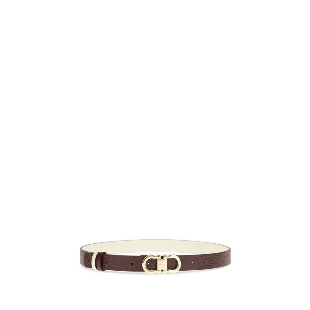 Ferragamo Brown Calf Leather Bos Taurus Thin Belt - Zeiniez