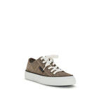 Brunello Cucinelli Beige Calf Leather Bos Taurus Low Top Sneakers - Zeiniez
