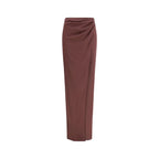 The Andamane Brown Silk Midi Skirt - Zeiniez