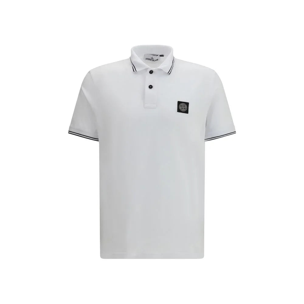 Stone Island White Cotton Polo Shirt - Zeiniez