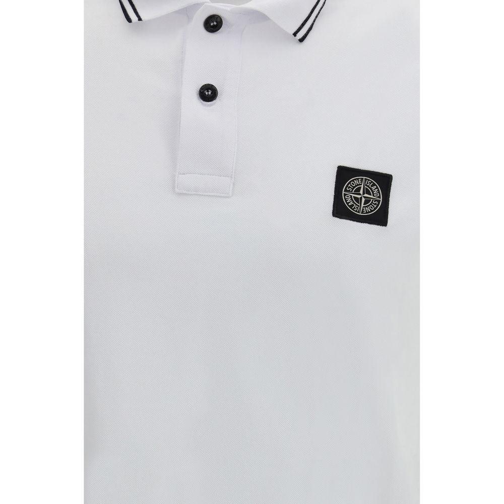 Stone Island White Cotton Polo Shirt - Zeiniez