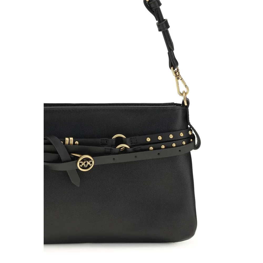 PINKO Black Calf Leather Bos Taurus Shoulder Bag - Zeiniez