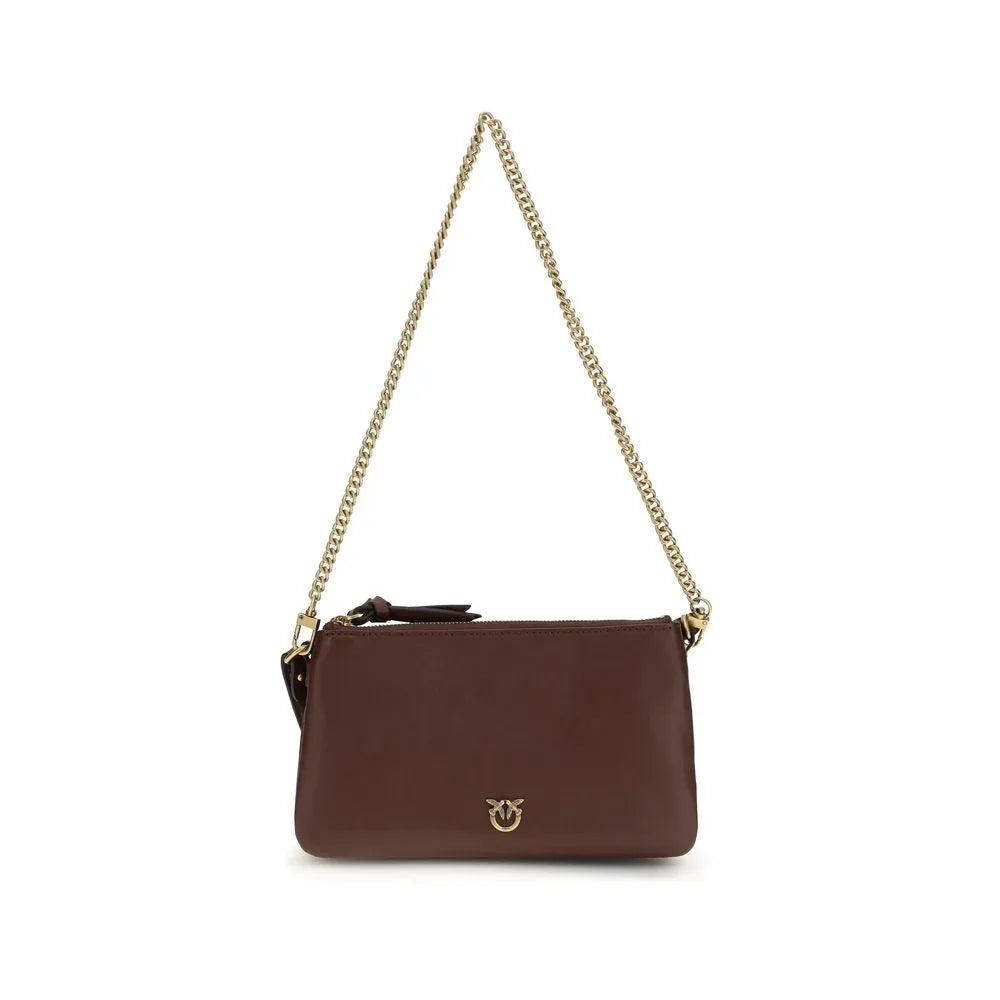 PINKO Brown Calf Leather Bos Taurus Shoulder Bag - Zeiniez