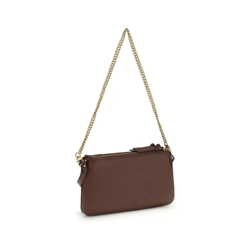 PINKO Brown Calf Leather Bos Taurus Shoulder Bag - Zeiniez