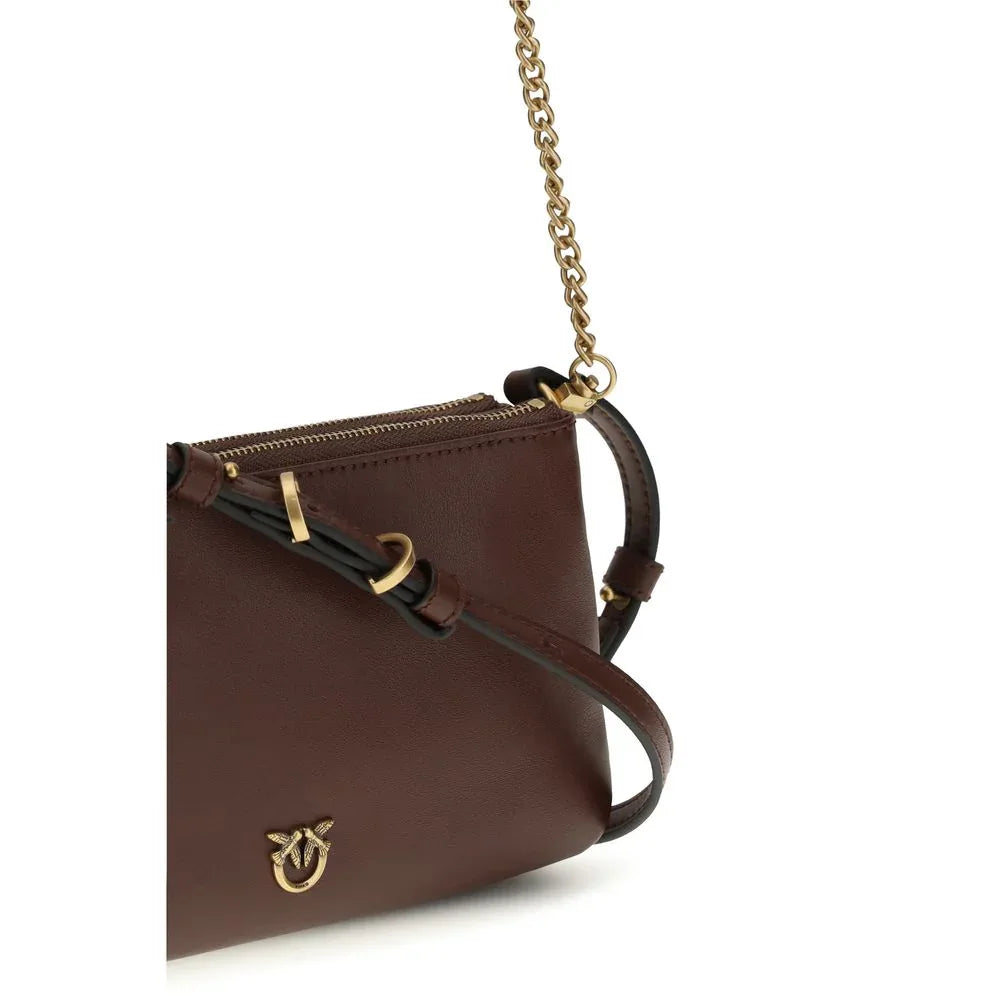PINKO Brown Calf Leather Bos Taurus Shoulder Bag - Zeiniez