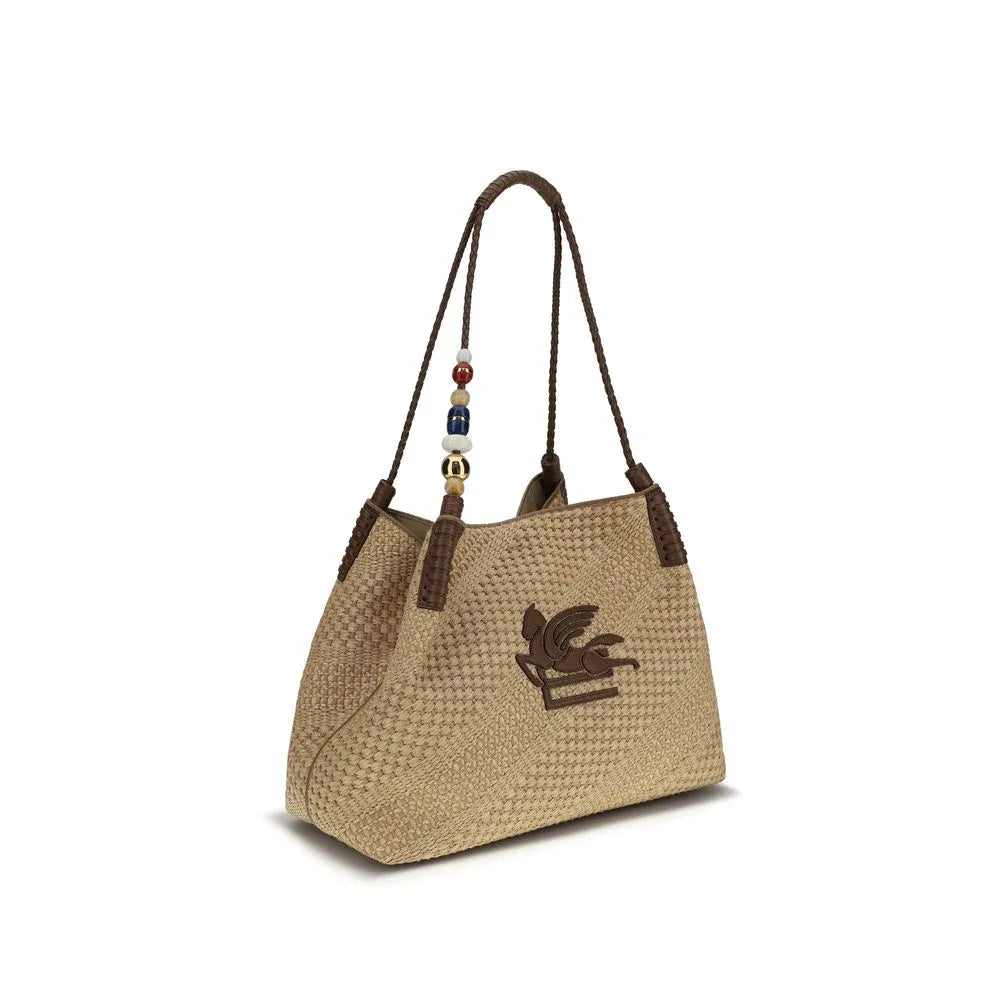 Etro Beige Raffia Shoulder Bag - Zeiniez
