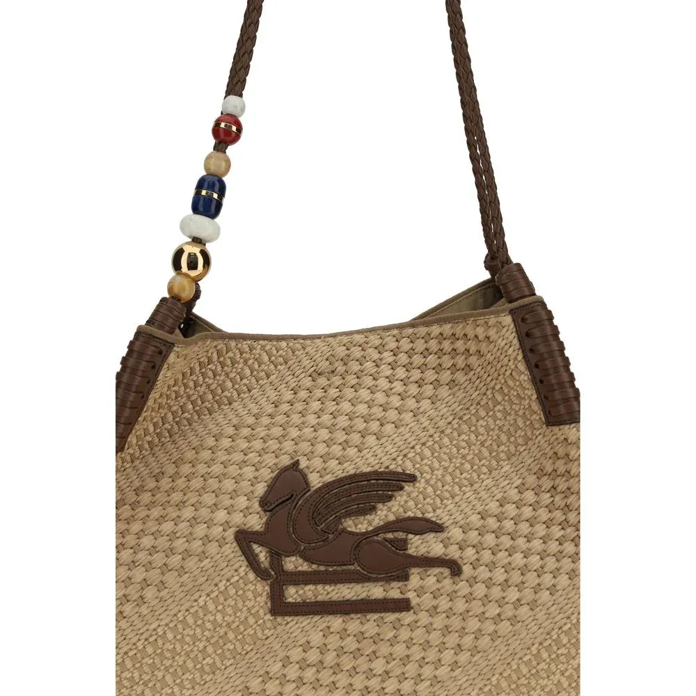 Etro Beige Raffia Shoulder Bag - Zeiniez