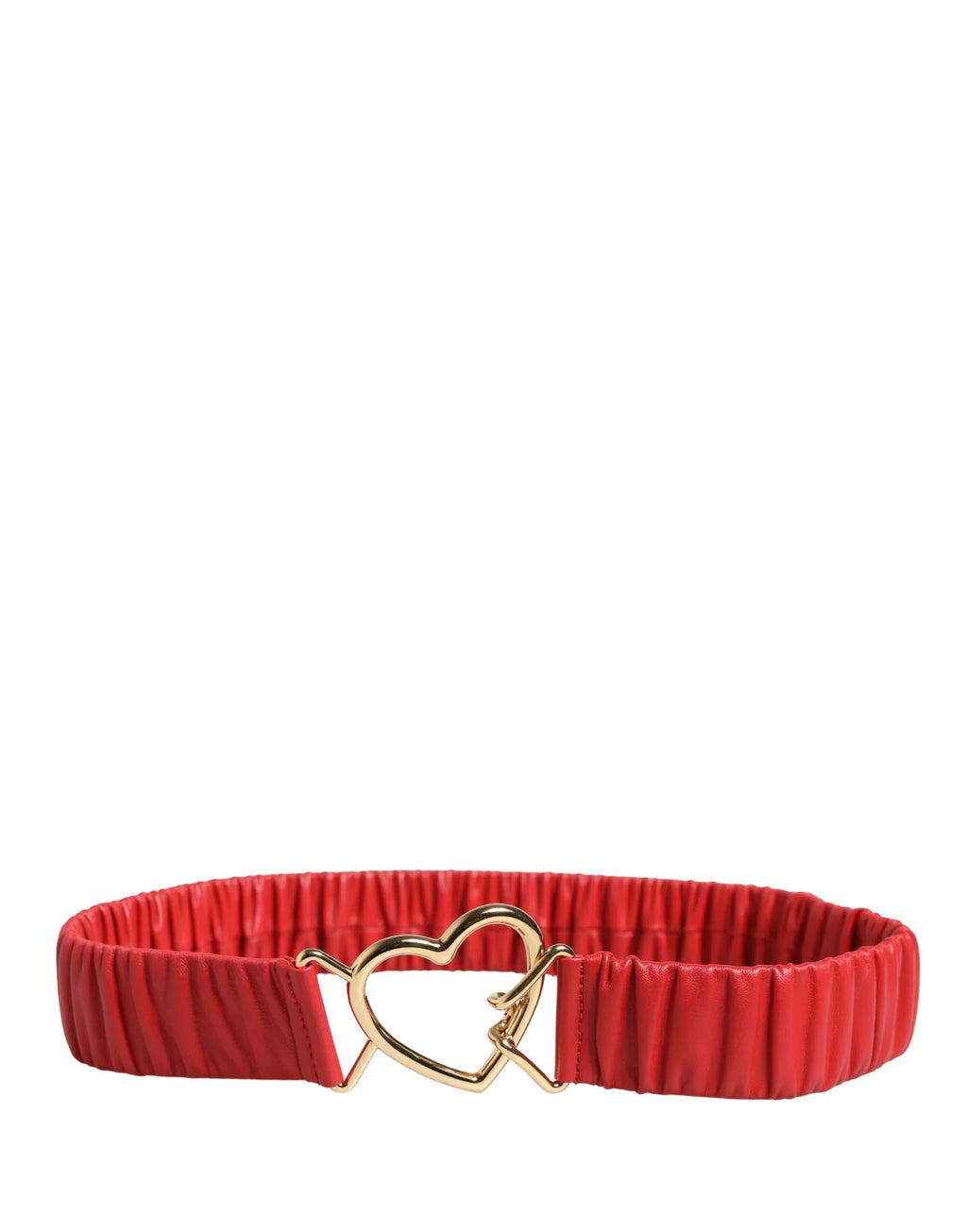 Dolce & Gabbana Red Leather Gold Heart Metal Buckle Belt - Zeiniez