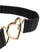 Dolce & Gabbana Black Leather Gold Heart Metal Buckle Belt - Zeiniez