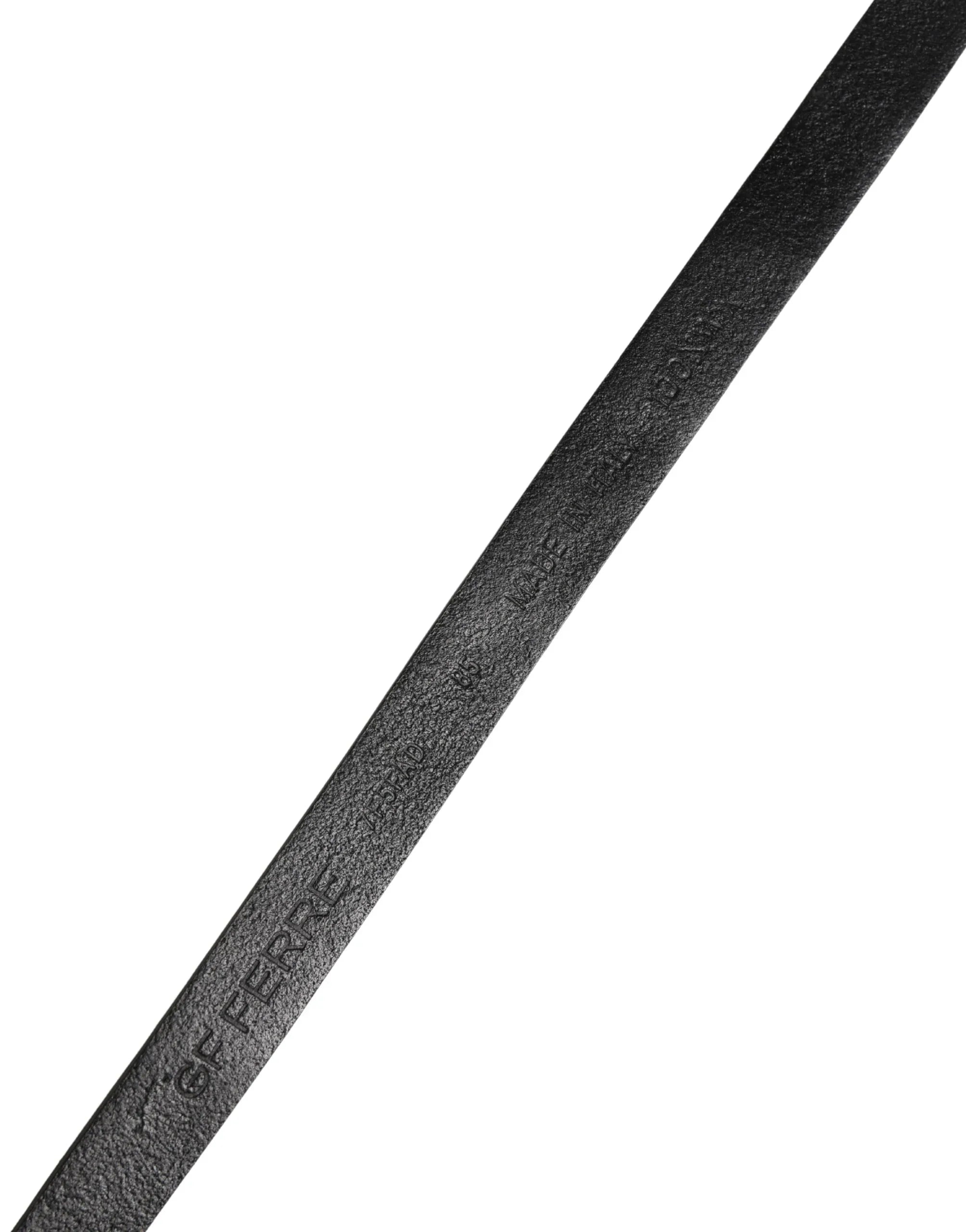 GF Ferre Black Leather Thin Gold Metal Brass Buckle Waist Belt - Zeiniez