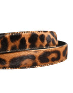 Dolce & Gabbana Brown Calf Fur Leopard Metal Buckle Belt - Zeiniez