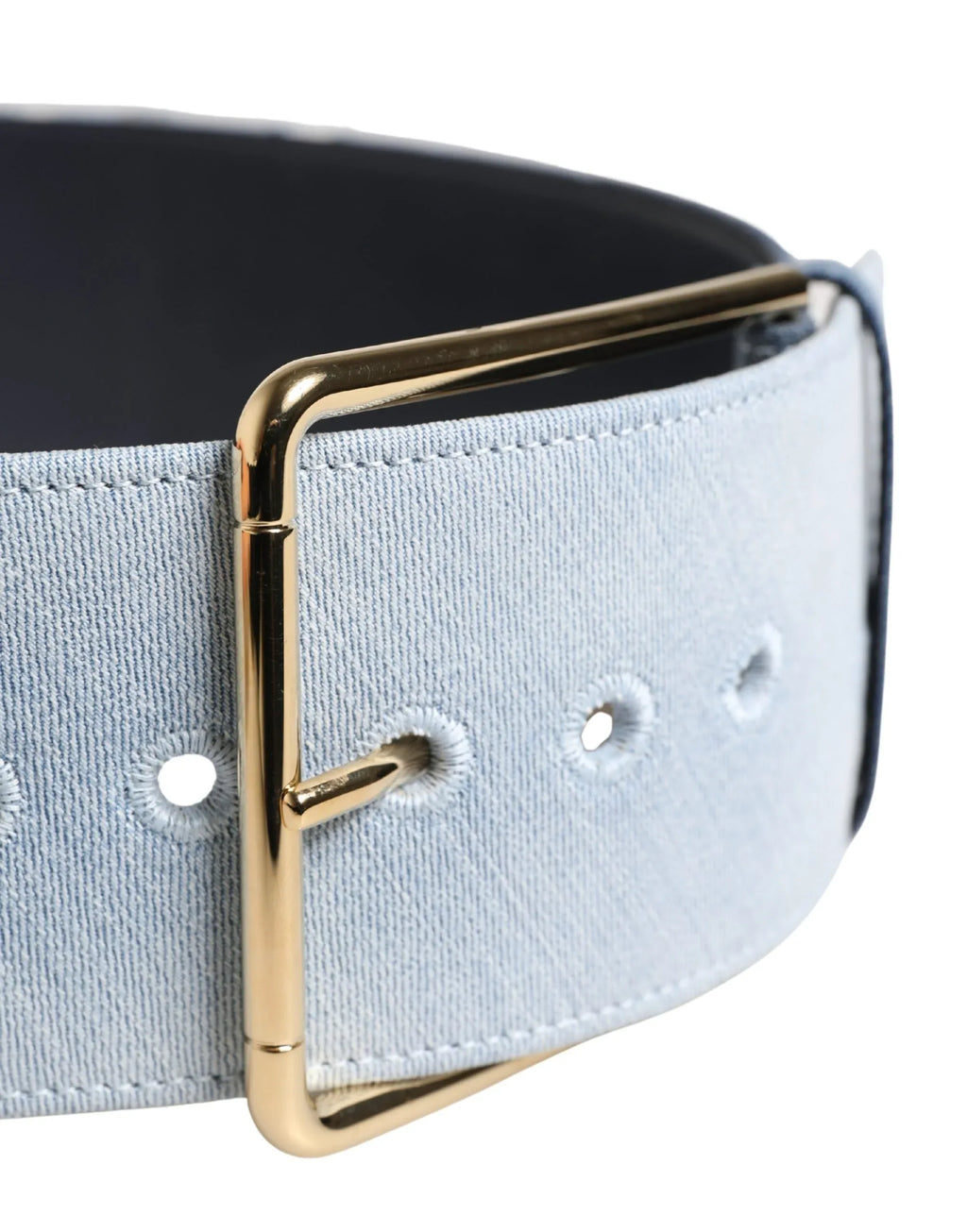 Dolce & Gabbana Blue Two Tone Denim Gold Metal Buckle Belt - Zeiniez