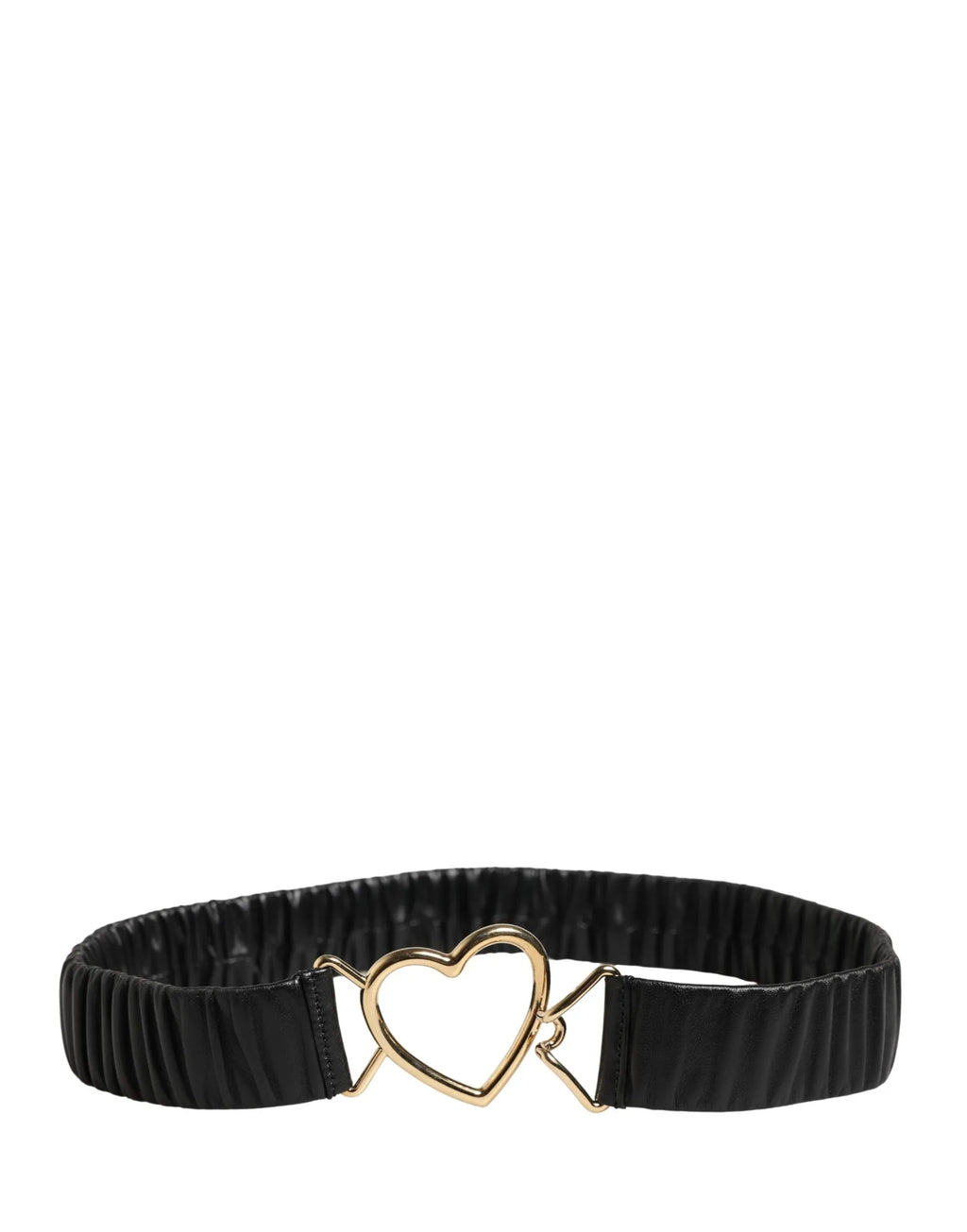 Dolce & Gabbana Black Leather Gold Heart Metal Buckle Belt - Zeiniez