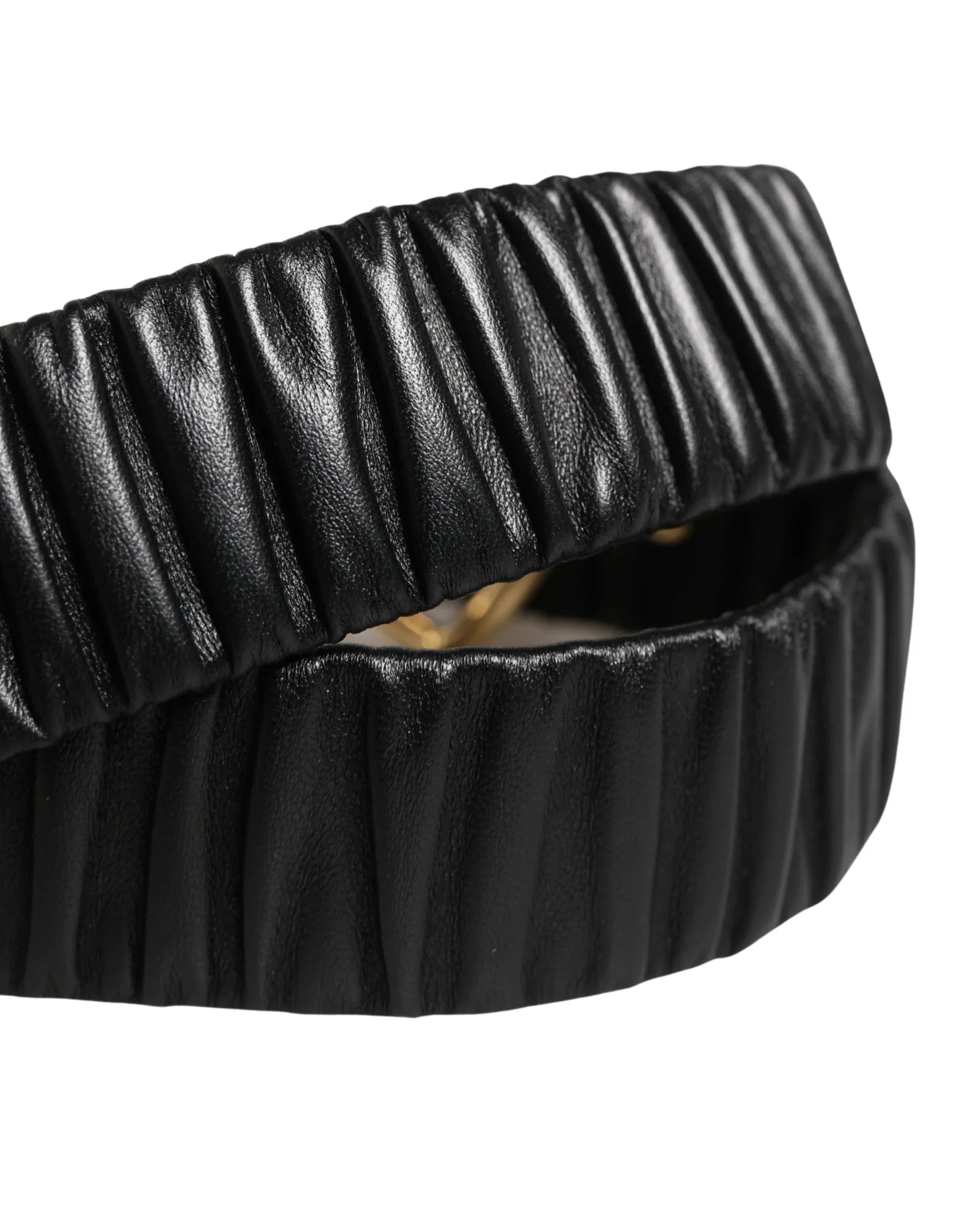 Dolce & Gabbana Black Leather Gold Heart Metal Buckle Belt - Zeiniez